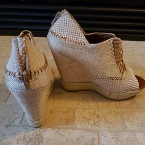 Chinese Laundry band,  brown, beige wedges.